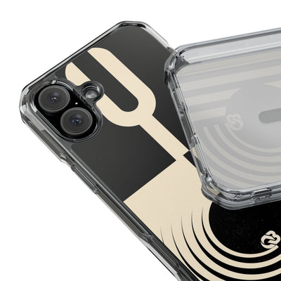 Black Impact MagSafe Phone Case for iPhone - Ivory Signal Grid
