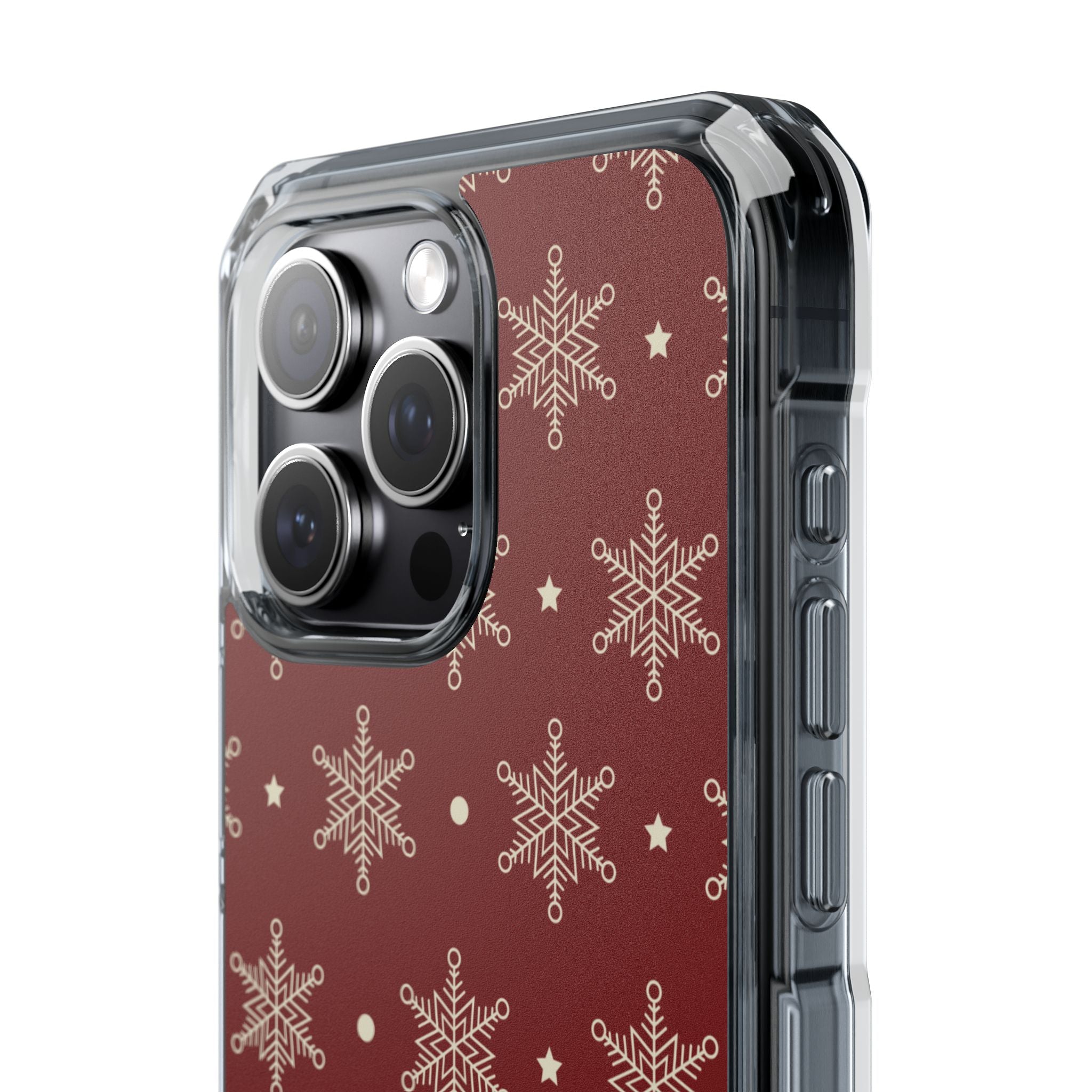 Cream Snowflake Crimson iPhone 15 Pro Max Case - Impact