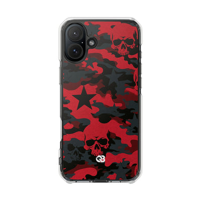 Crimson Skull Camo · Clear Impact Magnetic Phone Case for iPhone · Red