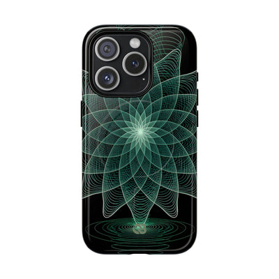 Green Tough 2.0 Magsafe Phone Case for iPhone - Cyan Signal Bloom