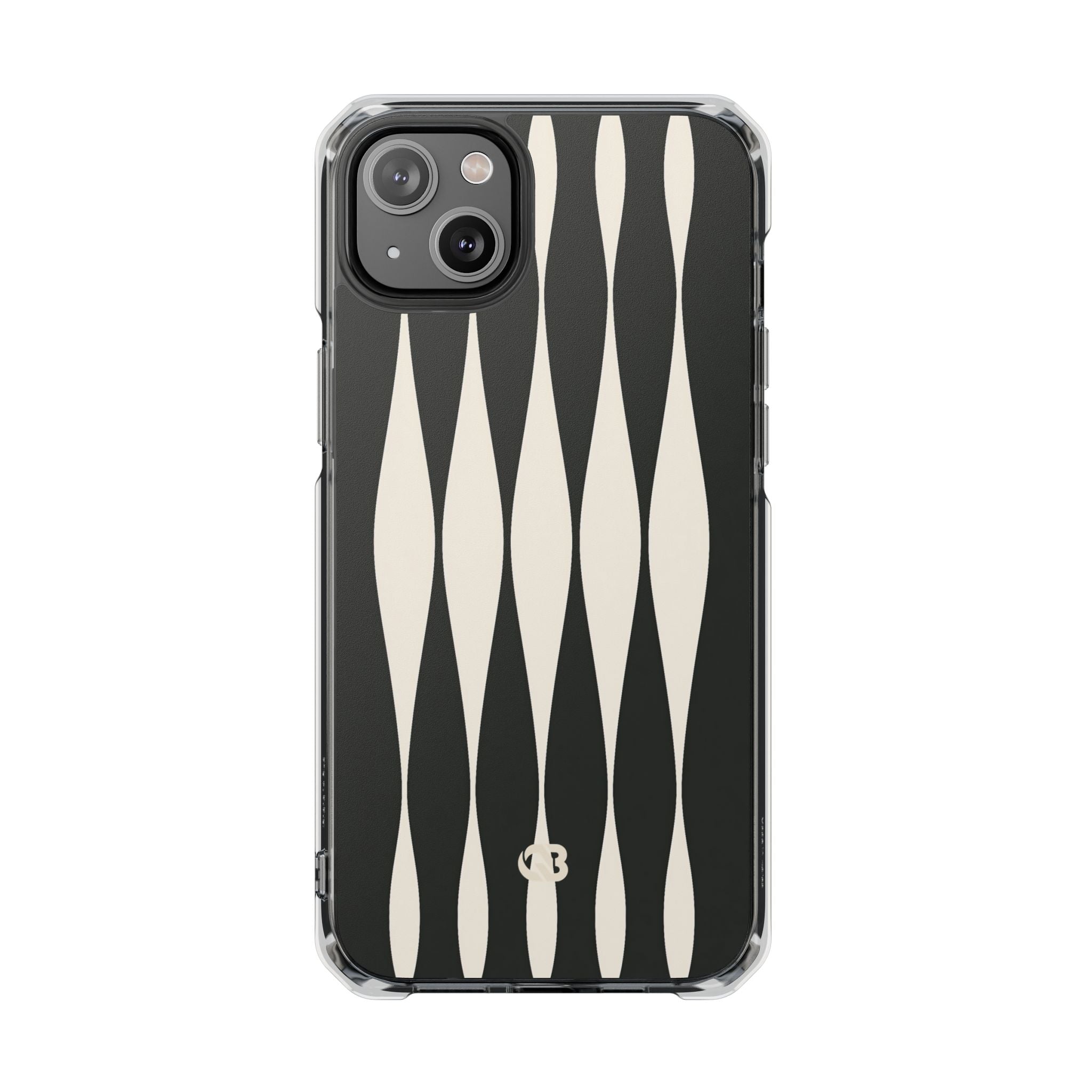 Black Impact MagSafe Phone Case for iPhone - Ivory Spindle Grid