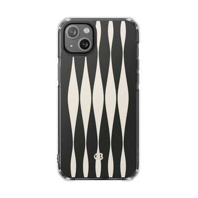 Black Impact MagSafe Phone Case for iPhone - Ivory Spindle Grid