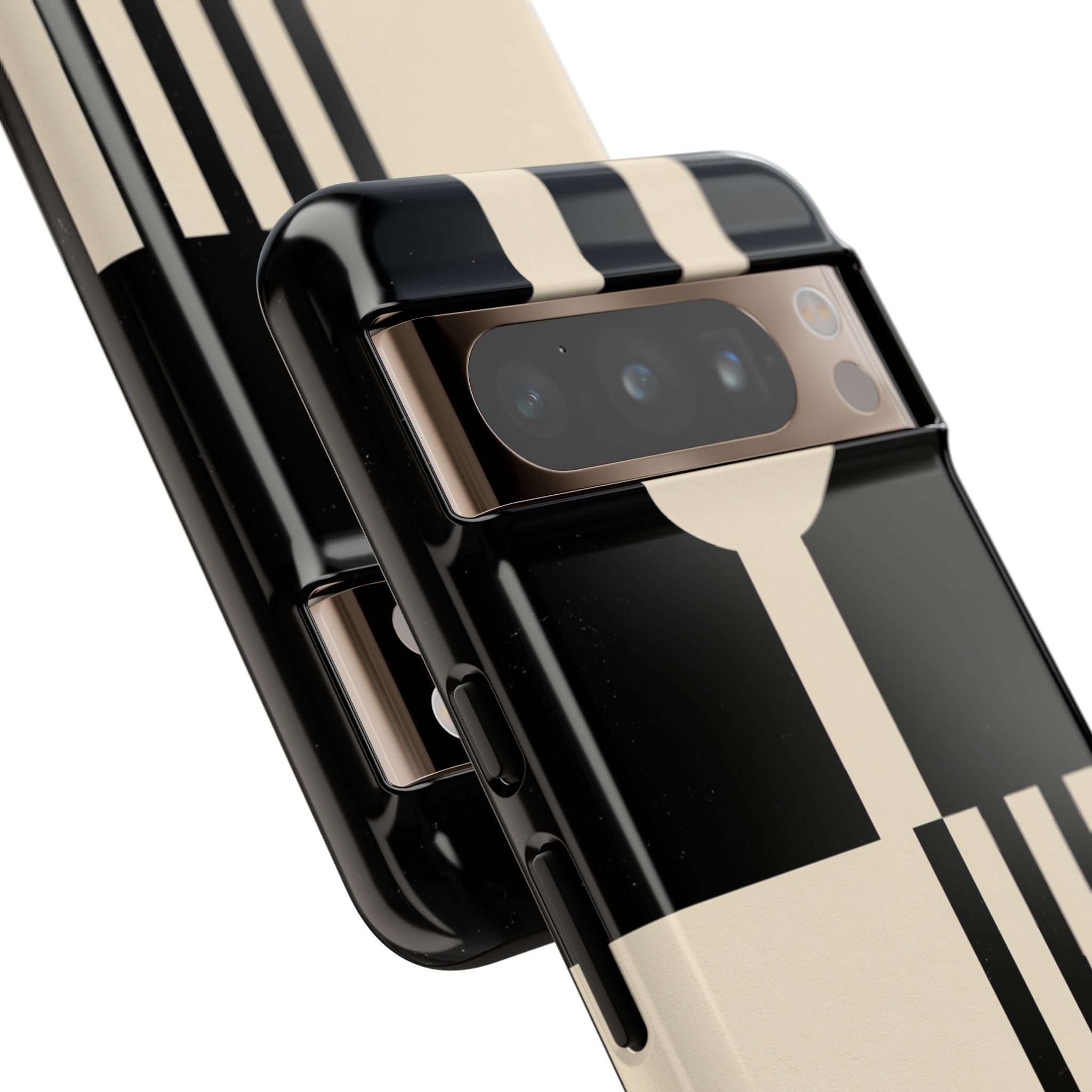 Black Tough Phone Case for Google Pixel - Ivory Signal Grid