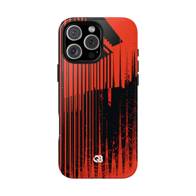 Red Tough Phone Case for iPhone - Crimson Brutalist Distortion