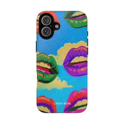Colorful Lips Grid iPhone 16 Plus Case - Tough
