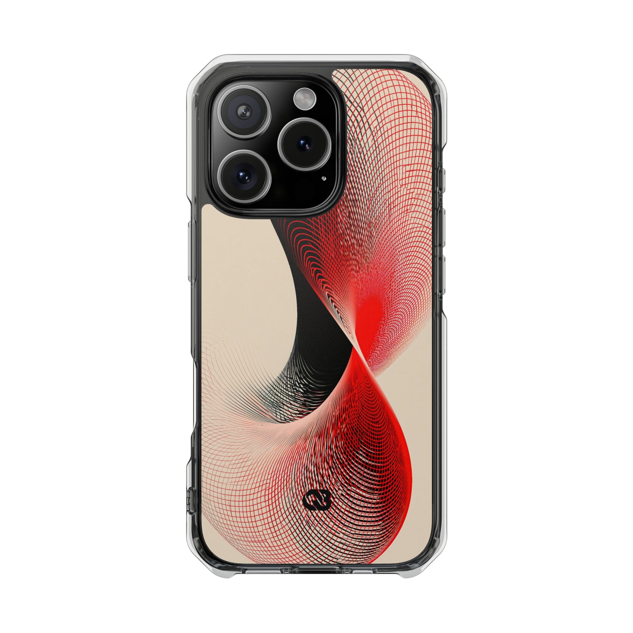 Red Impact MagSafe Phone Case for iPhone - Crimson Grid Vortex