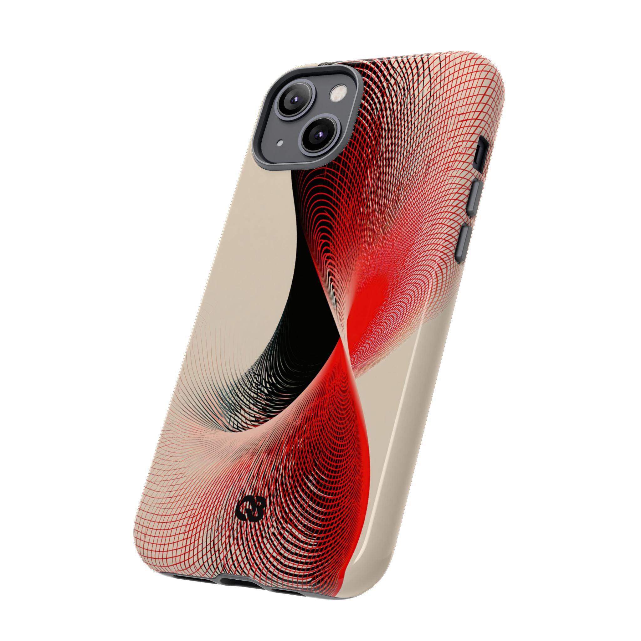Red Tough Phone Case for iPhone - Crimson Grid Vortex