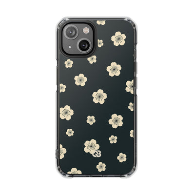 Teal Impact MagSafe Phone Case for iPhone - Obsidian Cream Petals