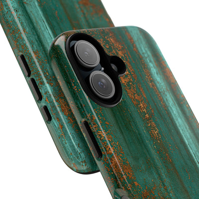 Teal Tough Phone Case for iPhone - Verdigris Copper Siding