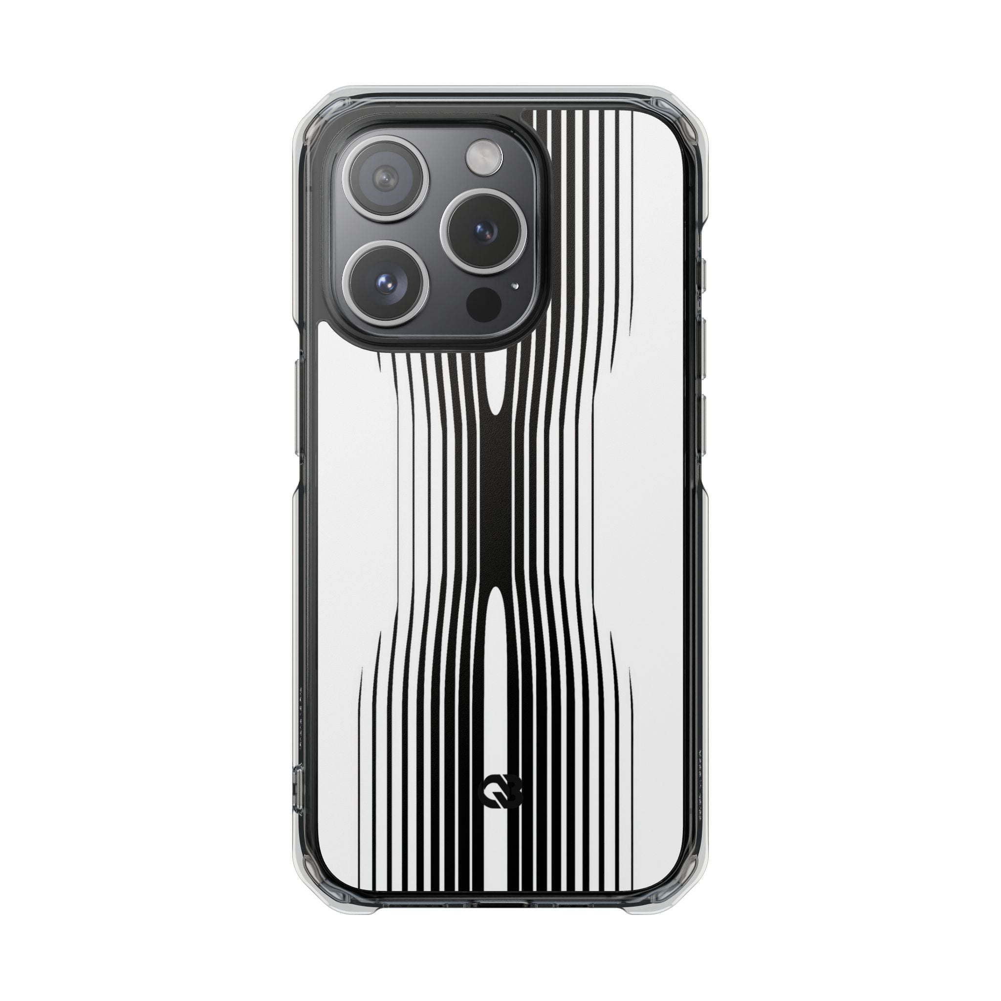 White Impact MagSafe Phone Case for iPhone - Kinetic Mono Distortion