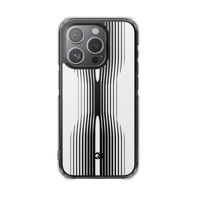 White Impact MagSafe Phone Case for iPhone - Kinetic Mono Distortion