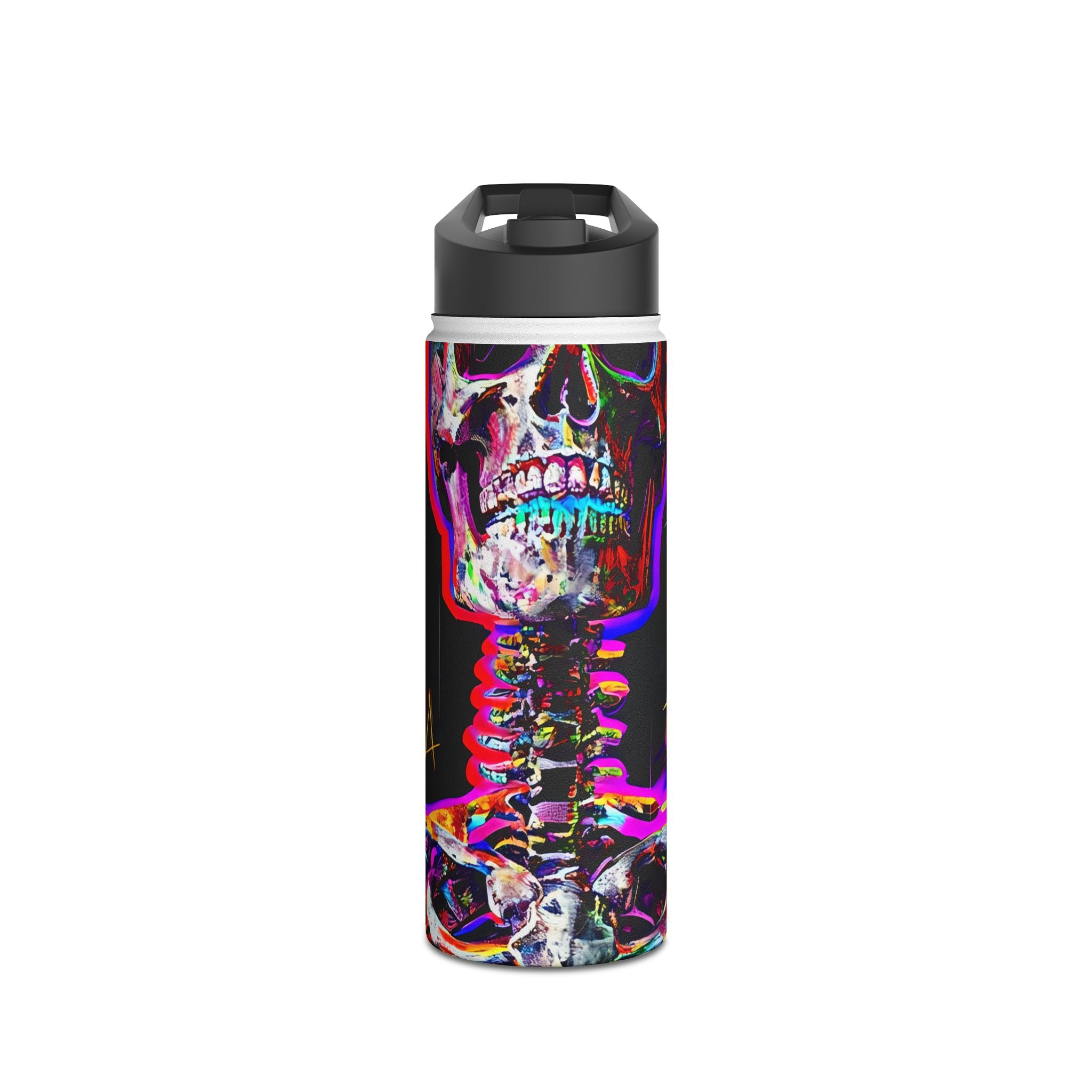 Neon Skeleton Laughter - Stainless Steel Water Bottle