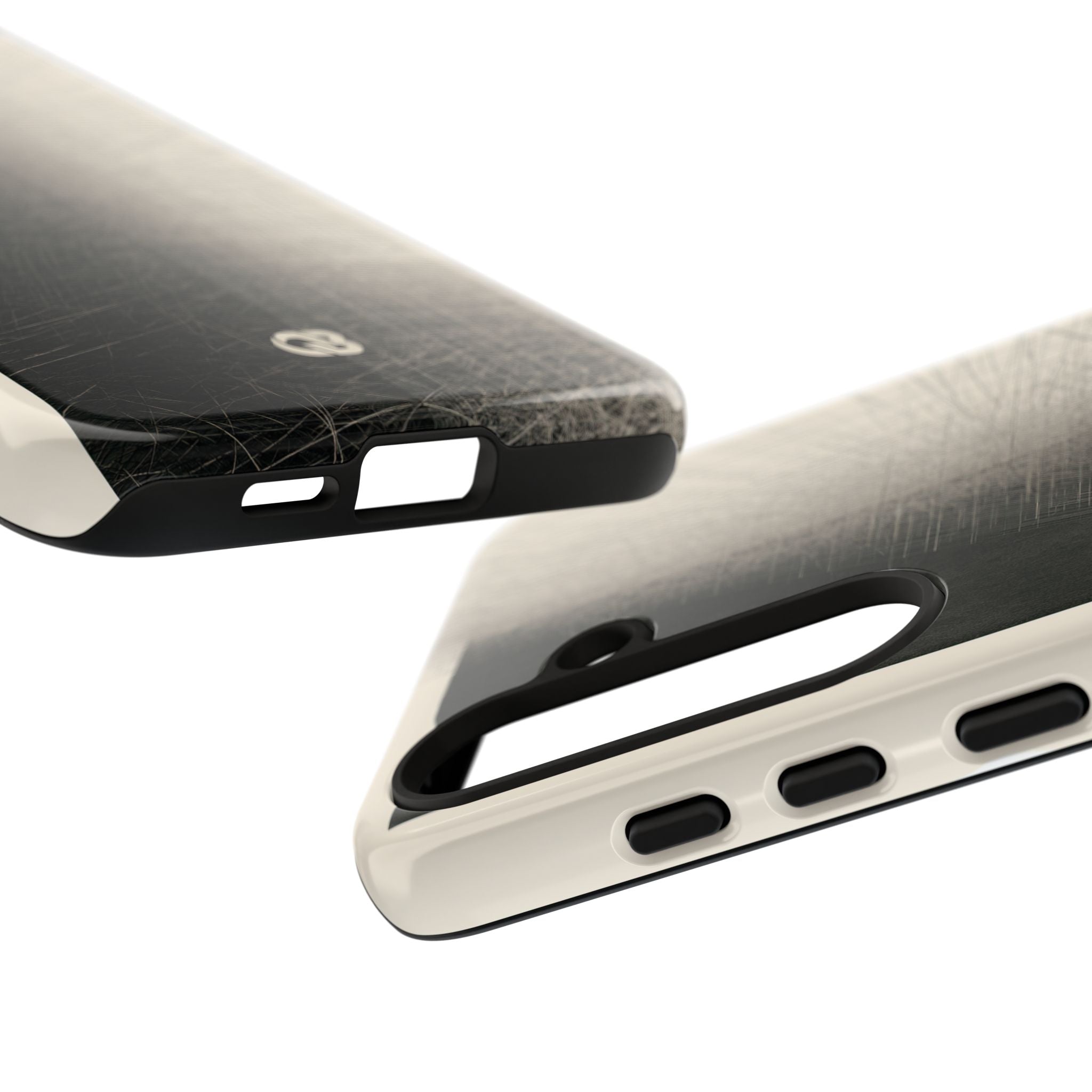 Beige Tough Phone Case for Samsung - Brutalist Graphite Grid