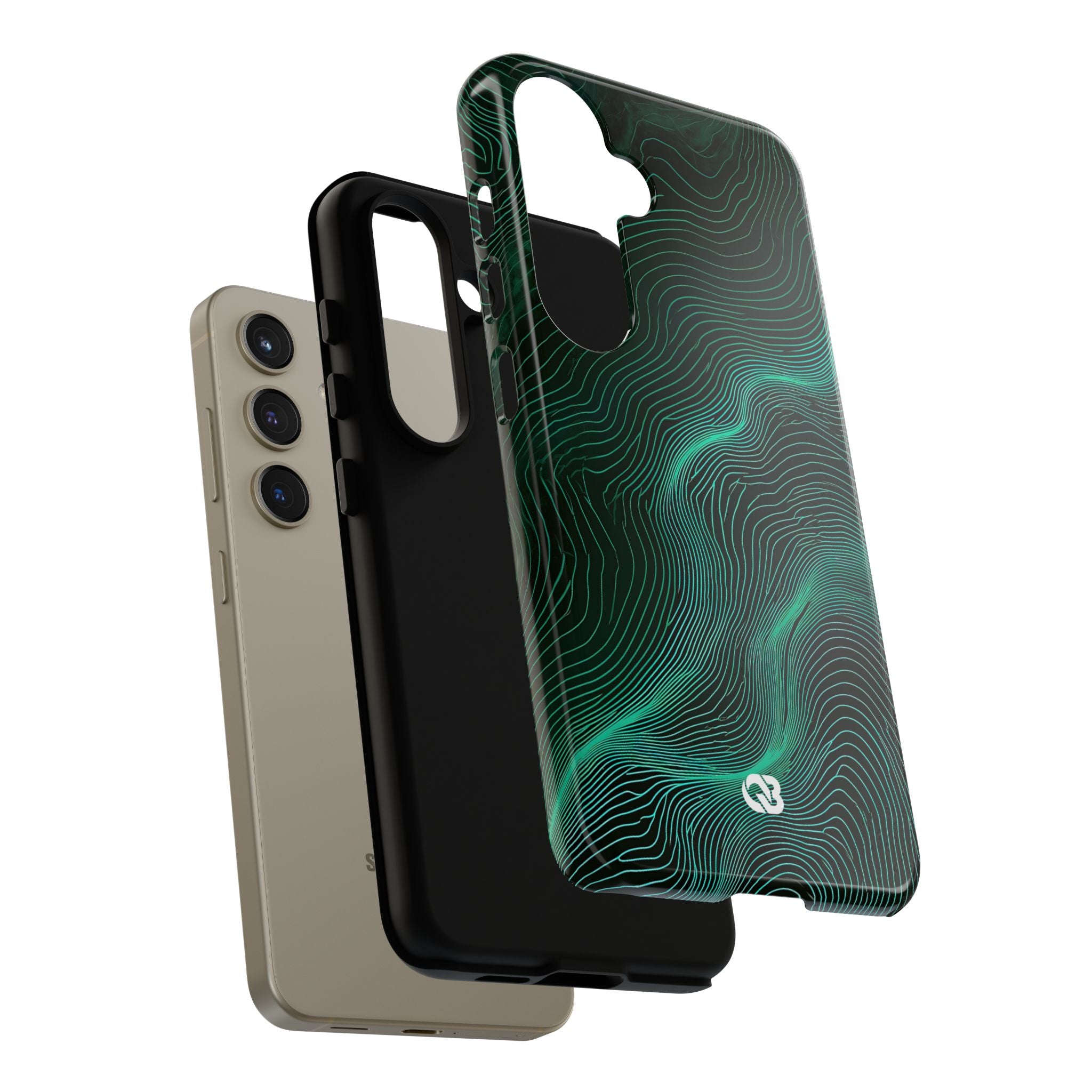 Teal Tough Phone Case for Samsung - Neon Jade Contour