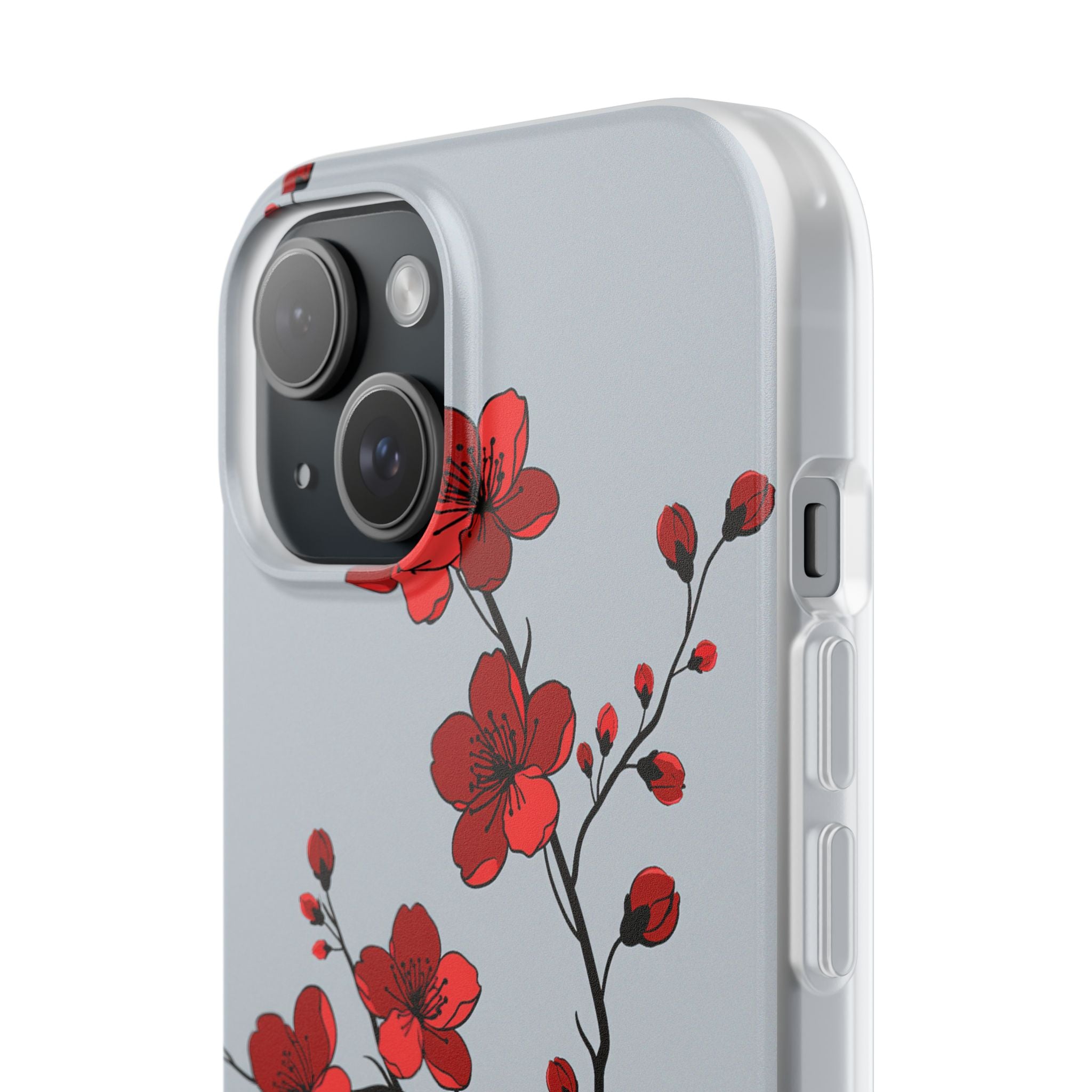 Grey Lite Phone Case for iPhone - Crimson Blossom Onyx
