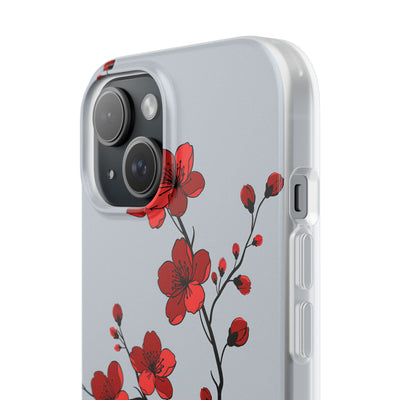 Grey Lite Phone Case for iPhone - Crimson Blossom Onyx