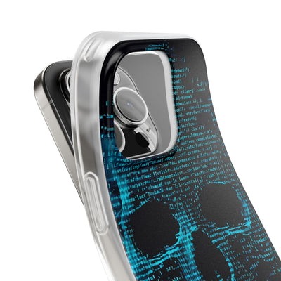 Cyan Glitch Skull · Soft Phone Case for iPhone