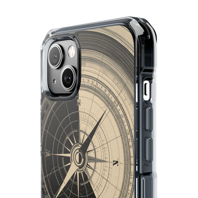 Beige Impact MagSafe Phone Case for iPhone - Obsidian Nautical Blueprint