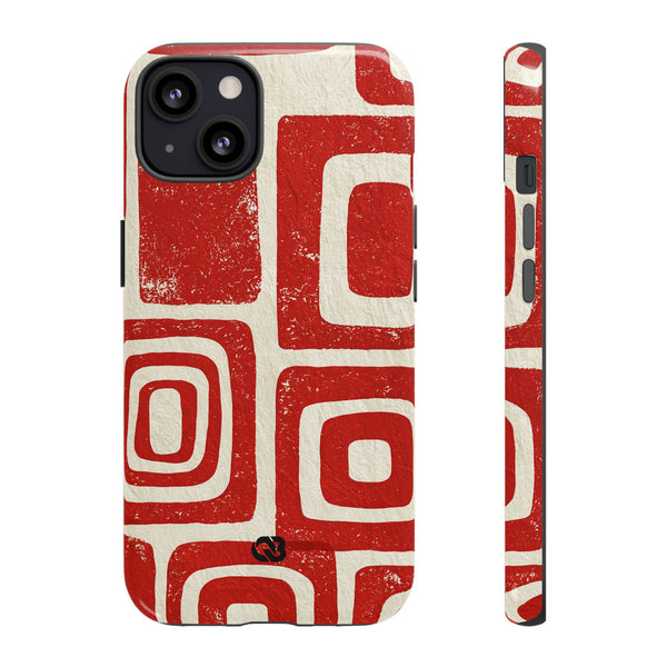 Vermilion Block Motif · Tough Phone Case for iPhone · Red