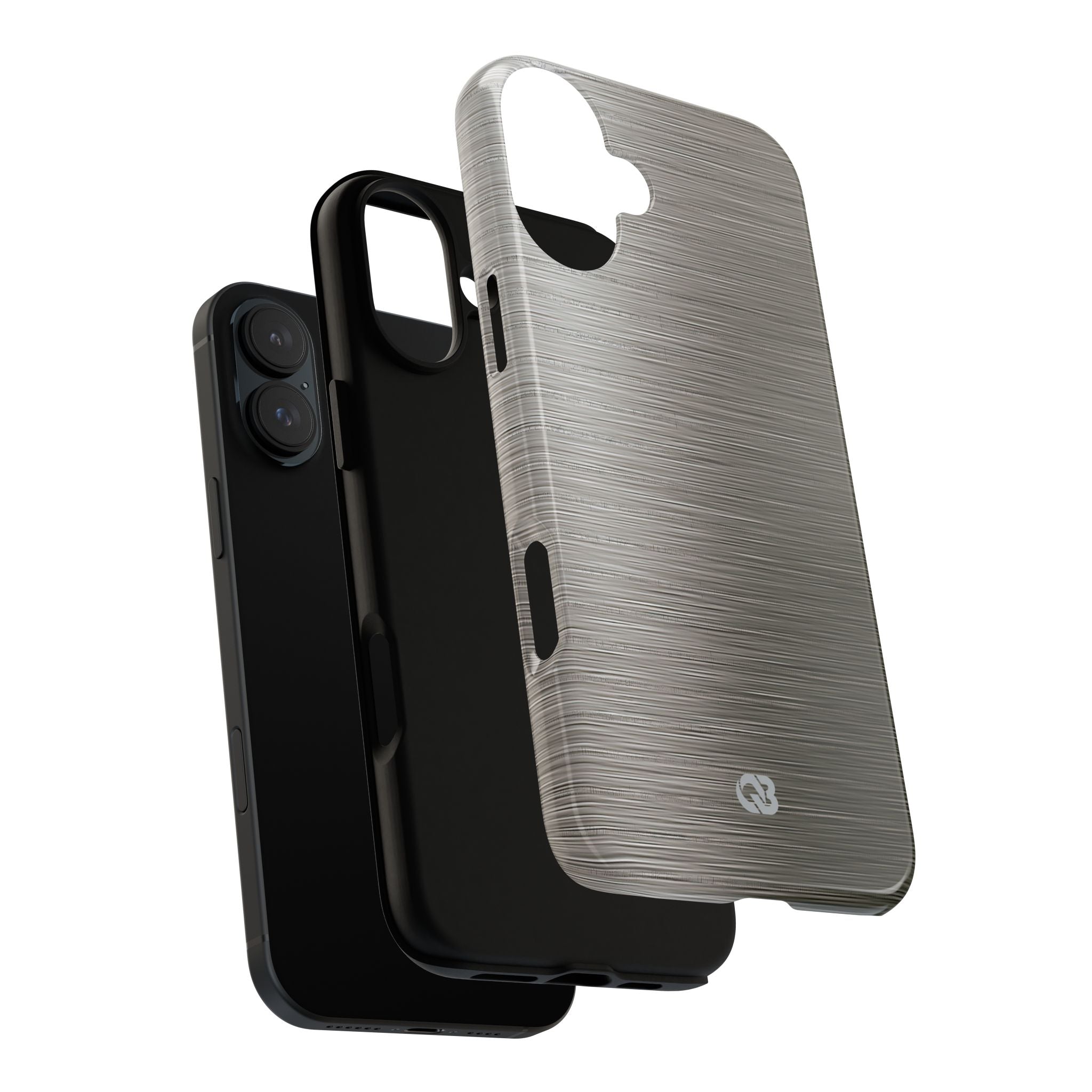 Grey Tough Phone Case for iPhone - Brushed Industrial Steel