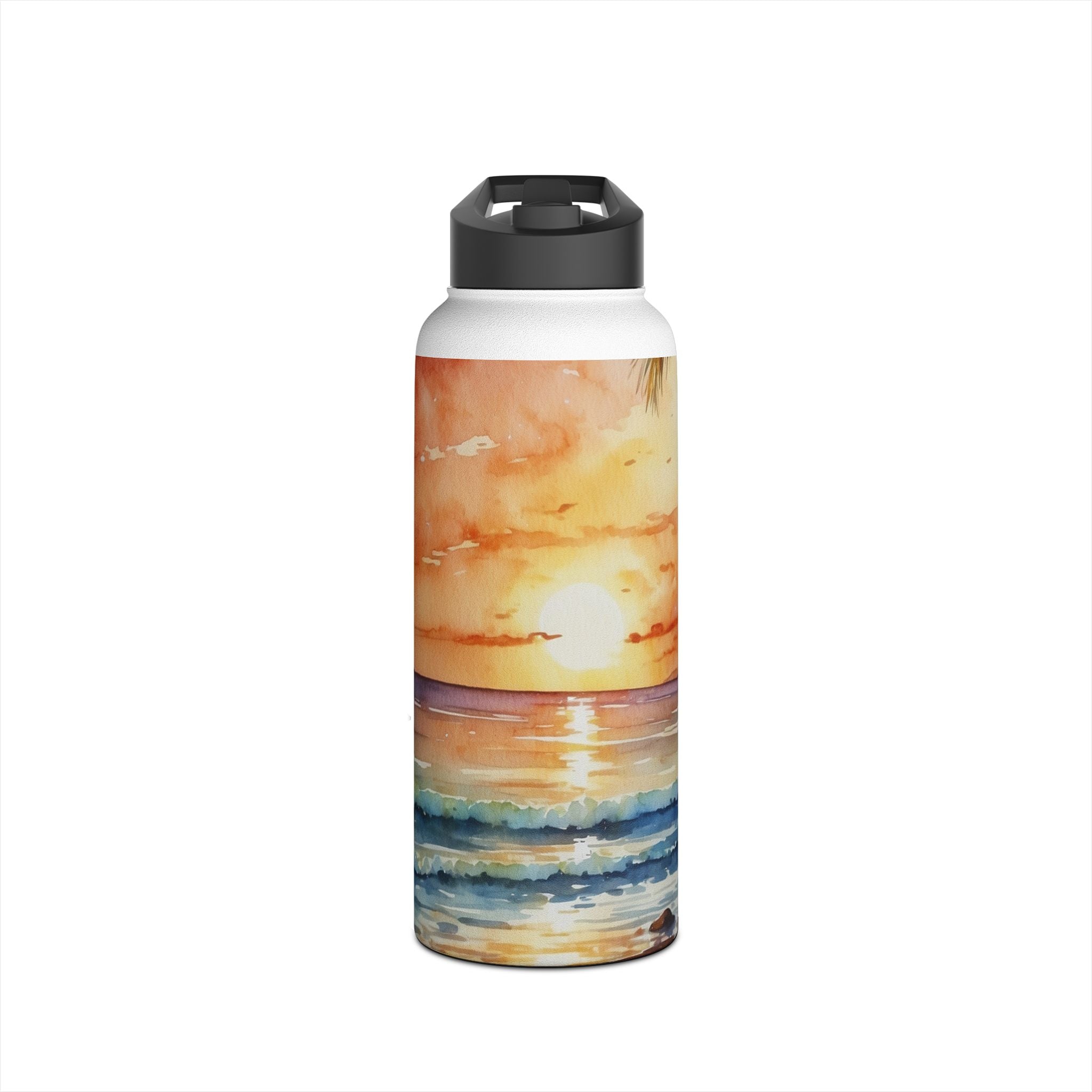 Golden Palm Sunset - Stainless Steel Water Bottle