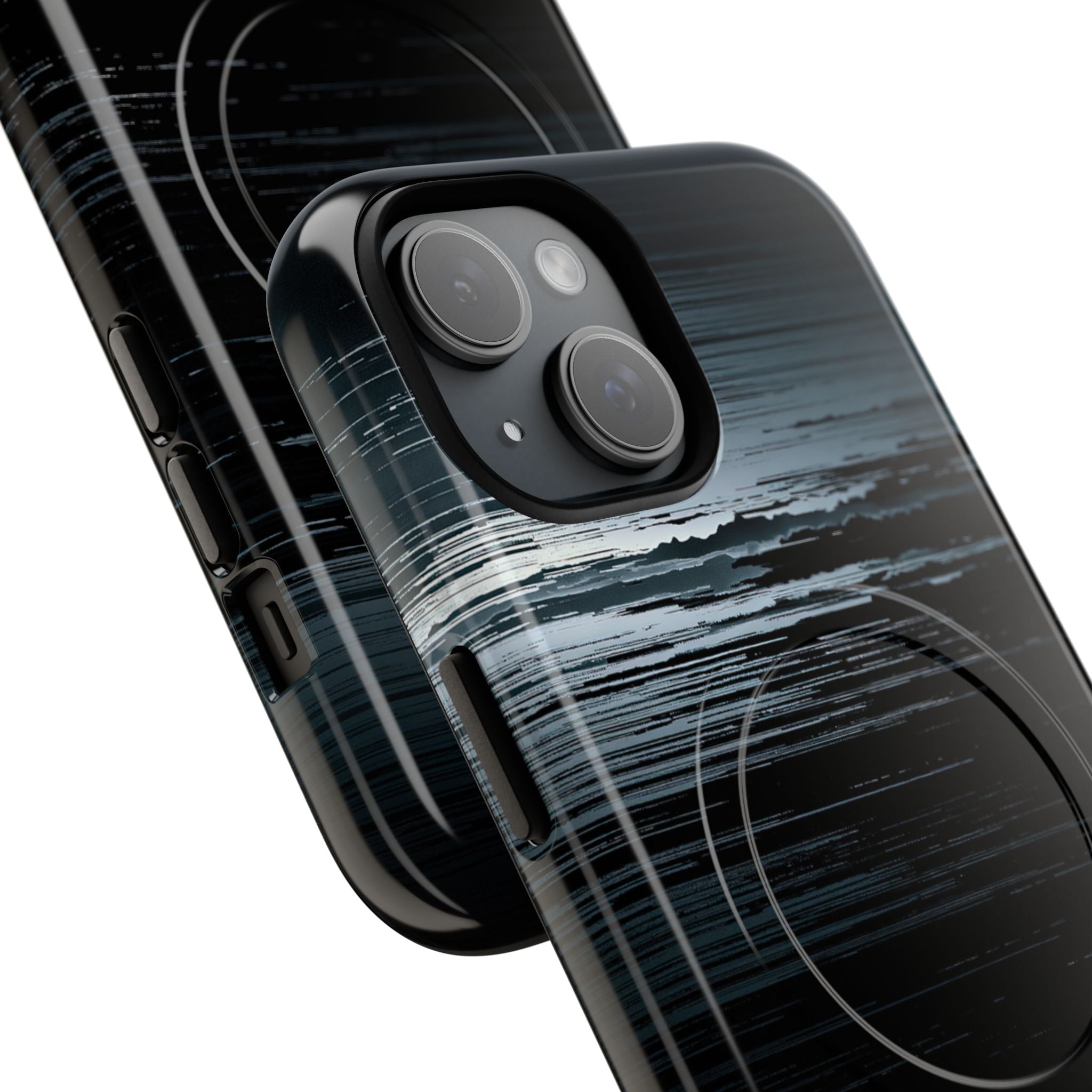 Black Tough 2.0 Magsafe Phone Case for iPhone - Frozen Signal Glitch