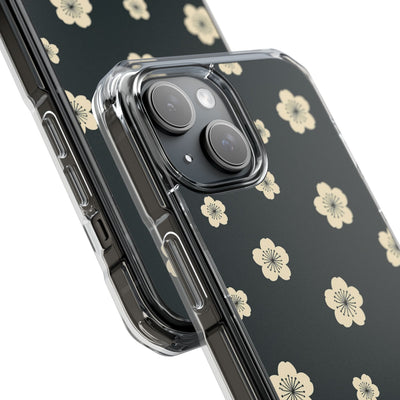 Teal Impact MagSafe Phone Case for iPhone - Obsidian Cream Petals