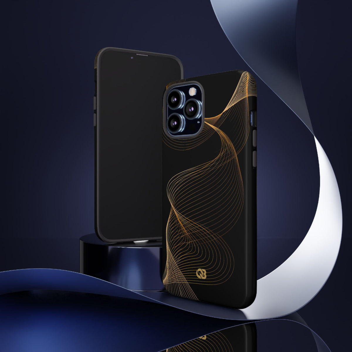 Golden Contour Flow · Tough Phone Case for iPhone · Black