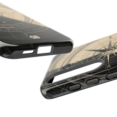 Beige Tough Phone Case for Samsung - Obsidian Nautical Blueprint