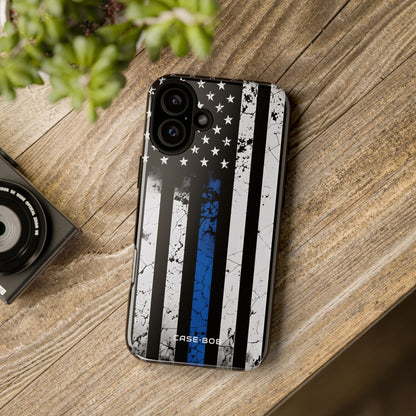 Blue Line Flag iPhone 16 Plus Case - Tough
