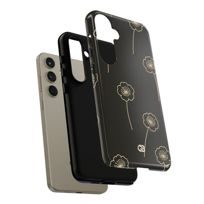 Black Tough Phone Case for Samsung - Obsidian Sand Petals