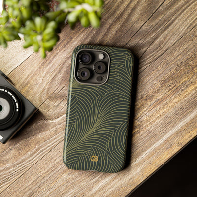 Green Tough Phone Case for iPhone - Dark Olive Plume