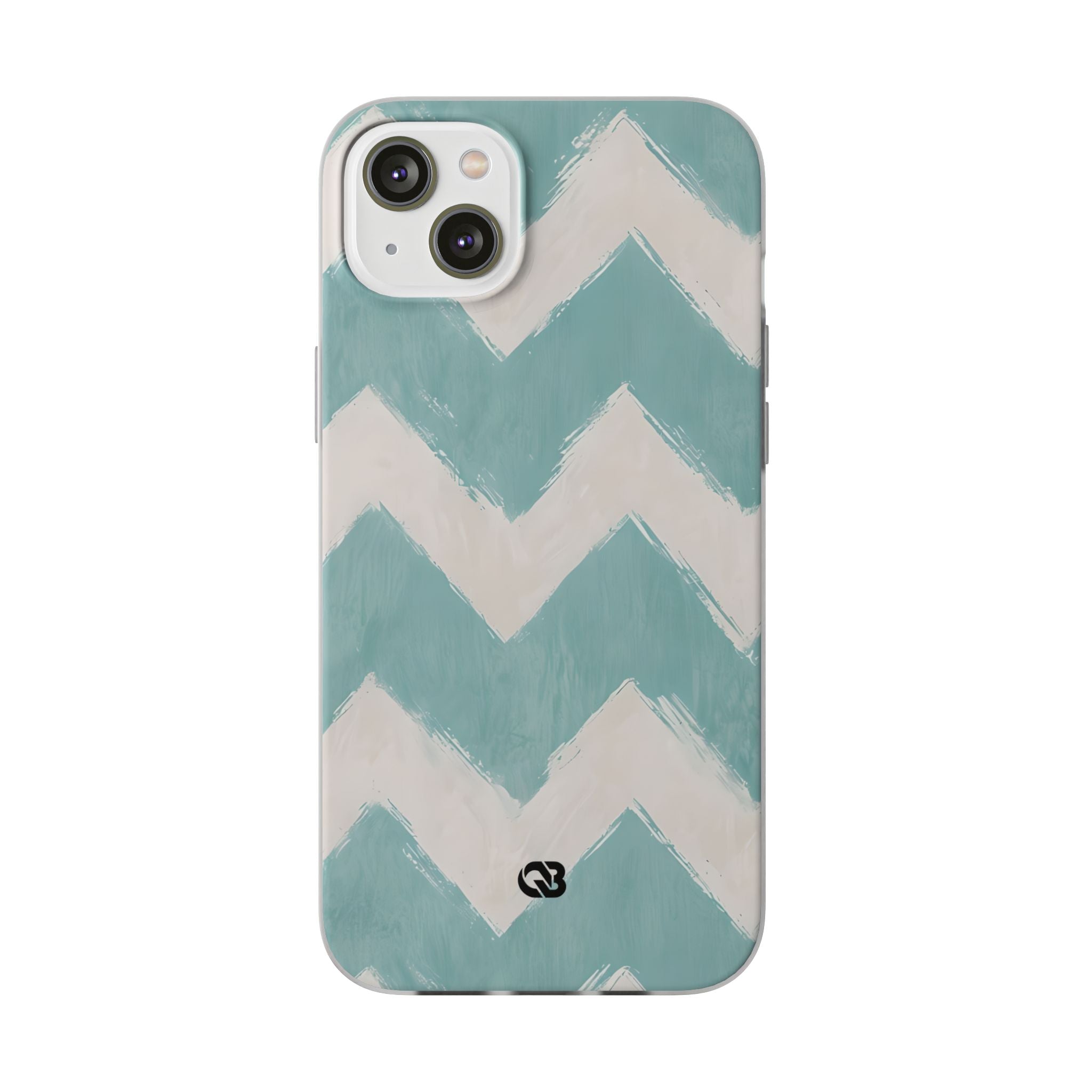 Teal Painted Chevron · Soft Phone Case for iPhone
