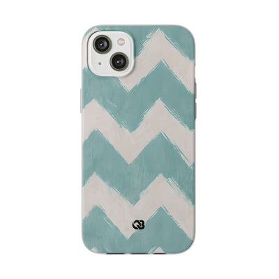 Teal Painted Chevron · Soft Phone Case for iPhone