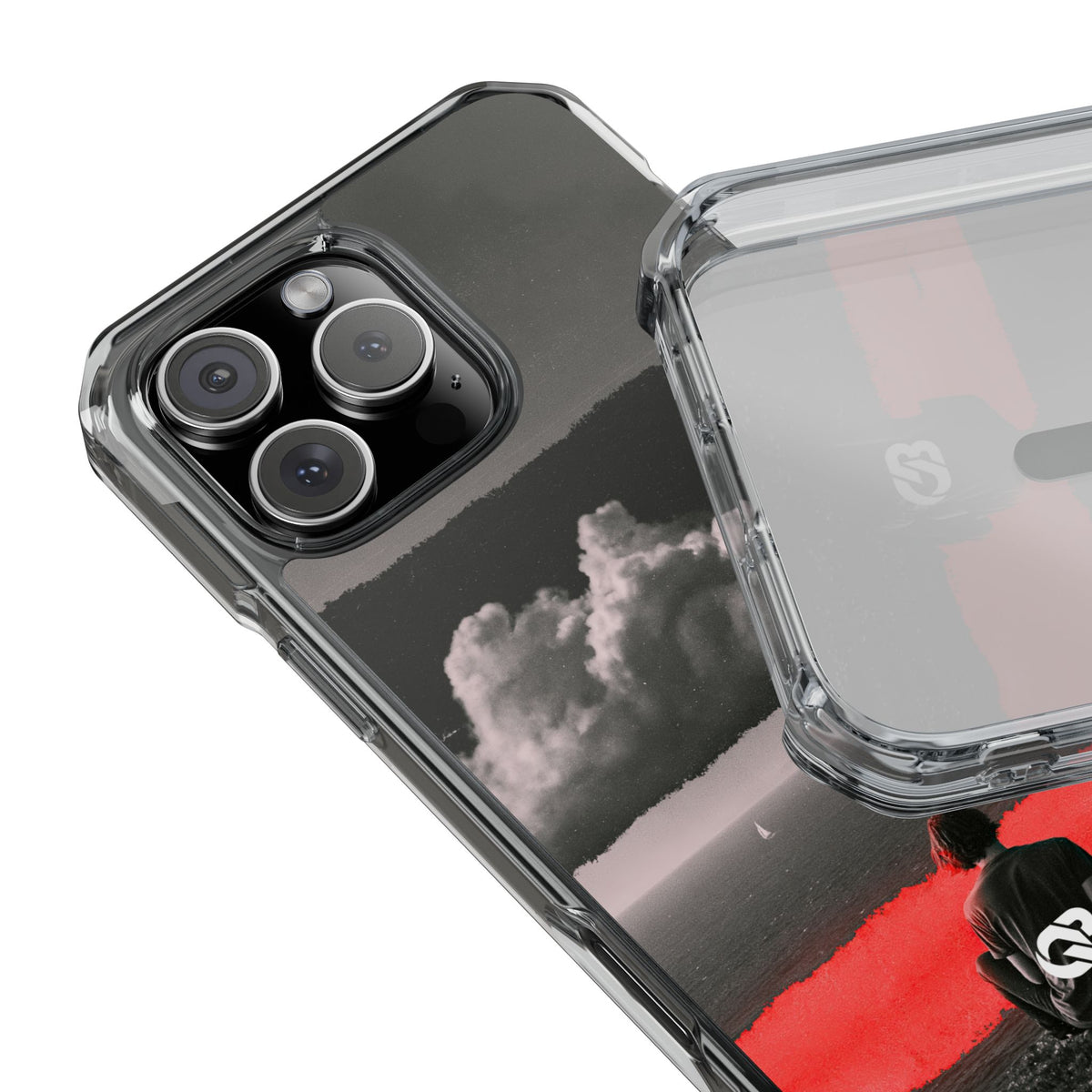 Crimson Horizon · Clear Impact Magnetic Phone Case for iPhone ·  Black