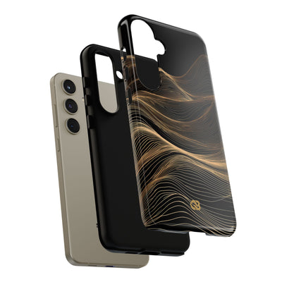 Black Tough Phone Case for Samsung - Copper Topo Ridge