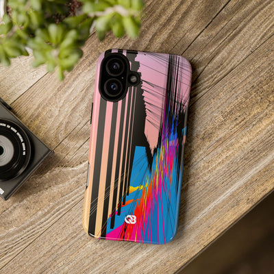 Blue Tough Phone Case for iPhone - Fractured Data Skyline