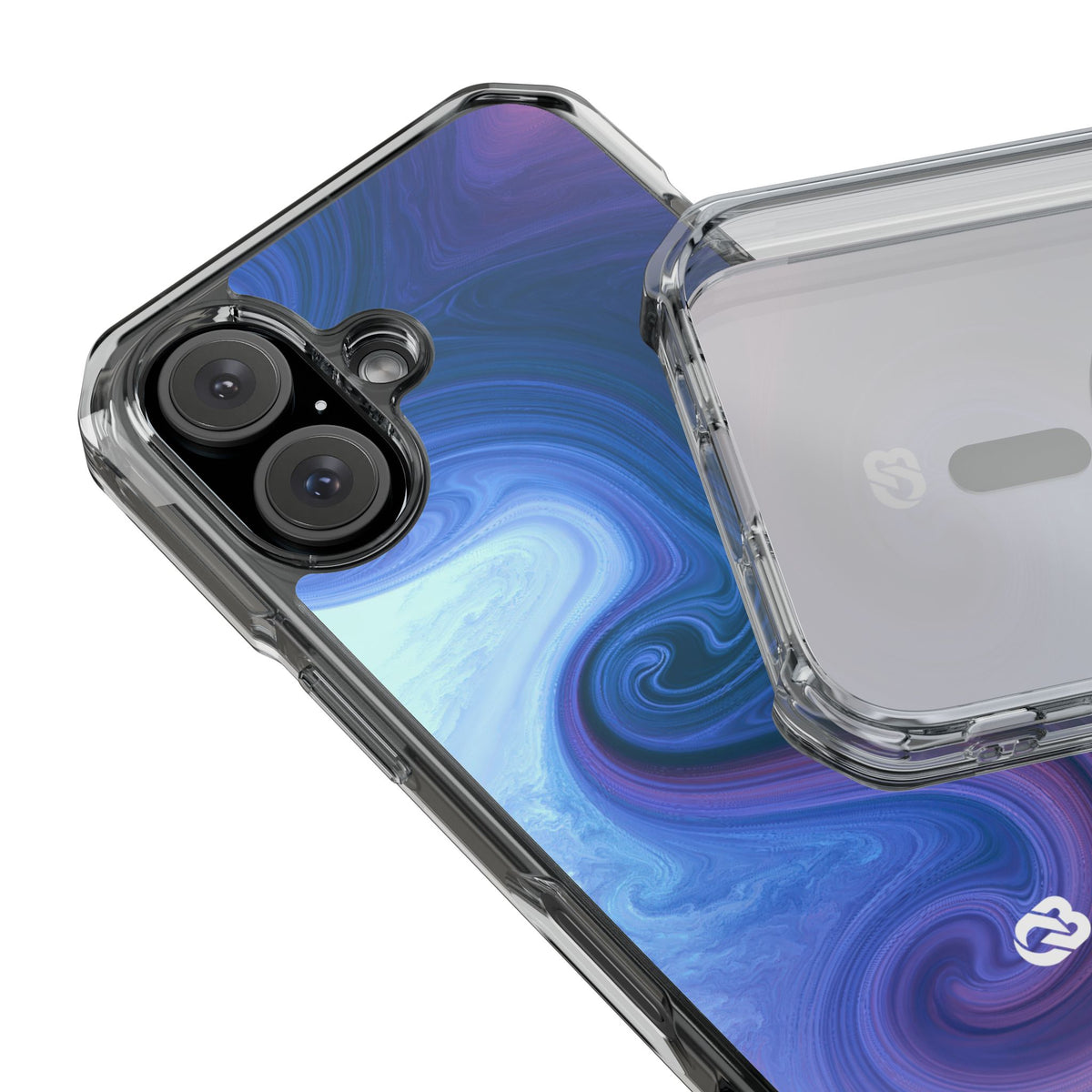 Azure Fluid Swirl · Clear Impact Magnetic Phone Case for iPhone · Blue