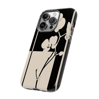 Beige Tough Phone Case for iPhone - Nocturnal Orchid Frame