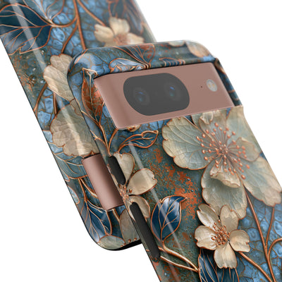 Gilded Blossom Reverie · Tough Phone Case for Pixel ·  Teal
