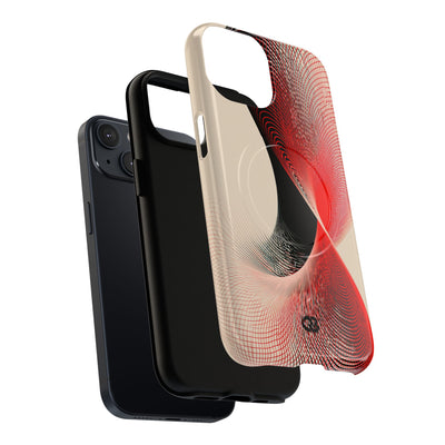 Red Tough 2.0 Magsafe Phone Case for iPhone - Crimson Grid Vortex