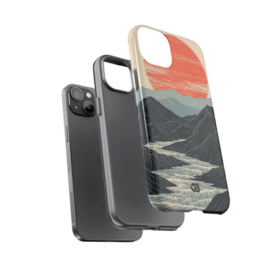 Beige Tough Phone Case for iPhone - Crimson Ridge Flow