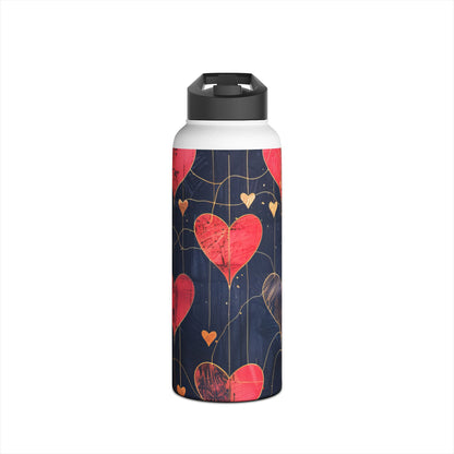 Textured Heart Grid - Stainless Steel Water Bottle