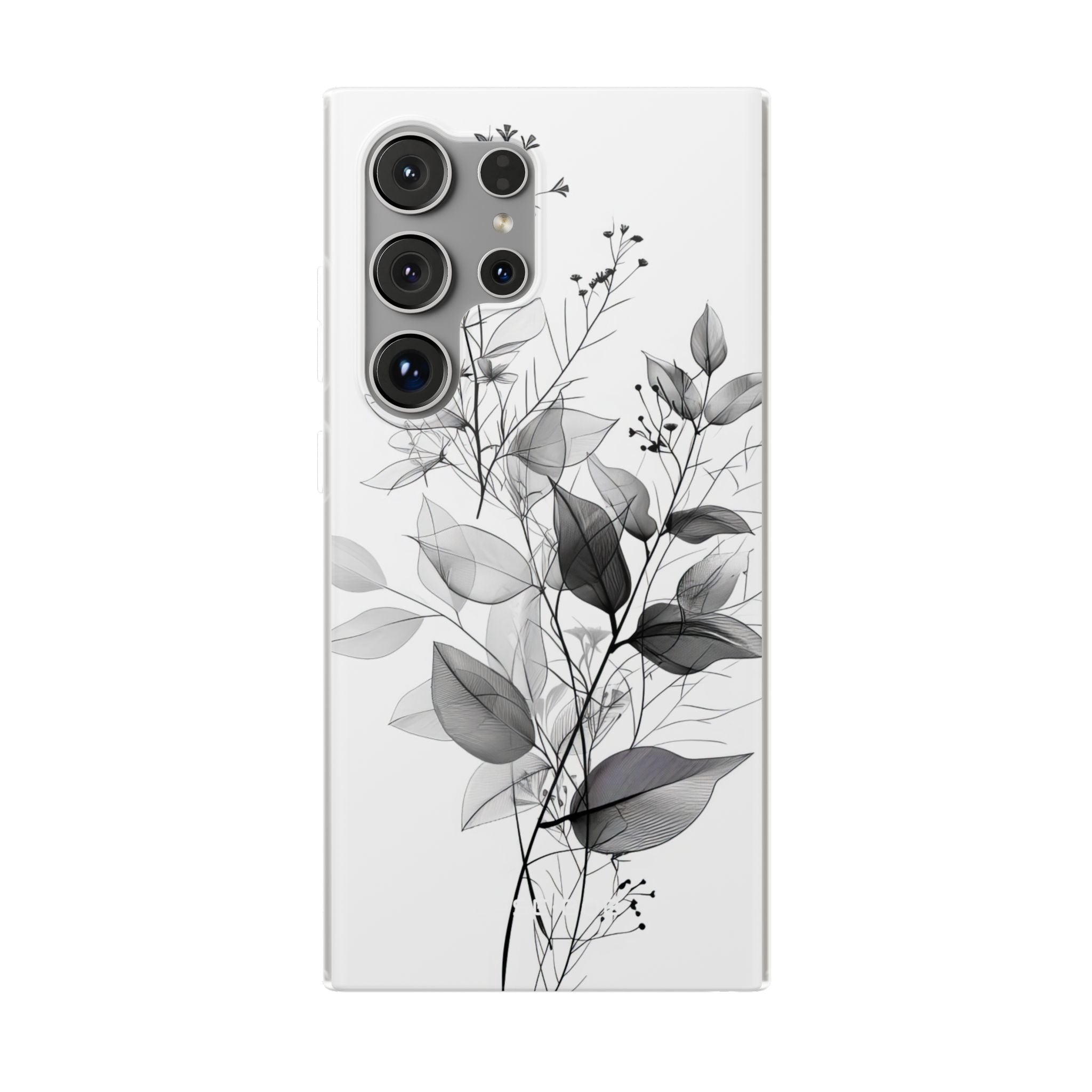 Veined Leaves Gray Samsung S24 Ultra Case - Soft