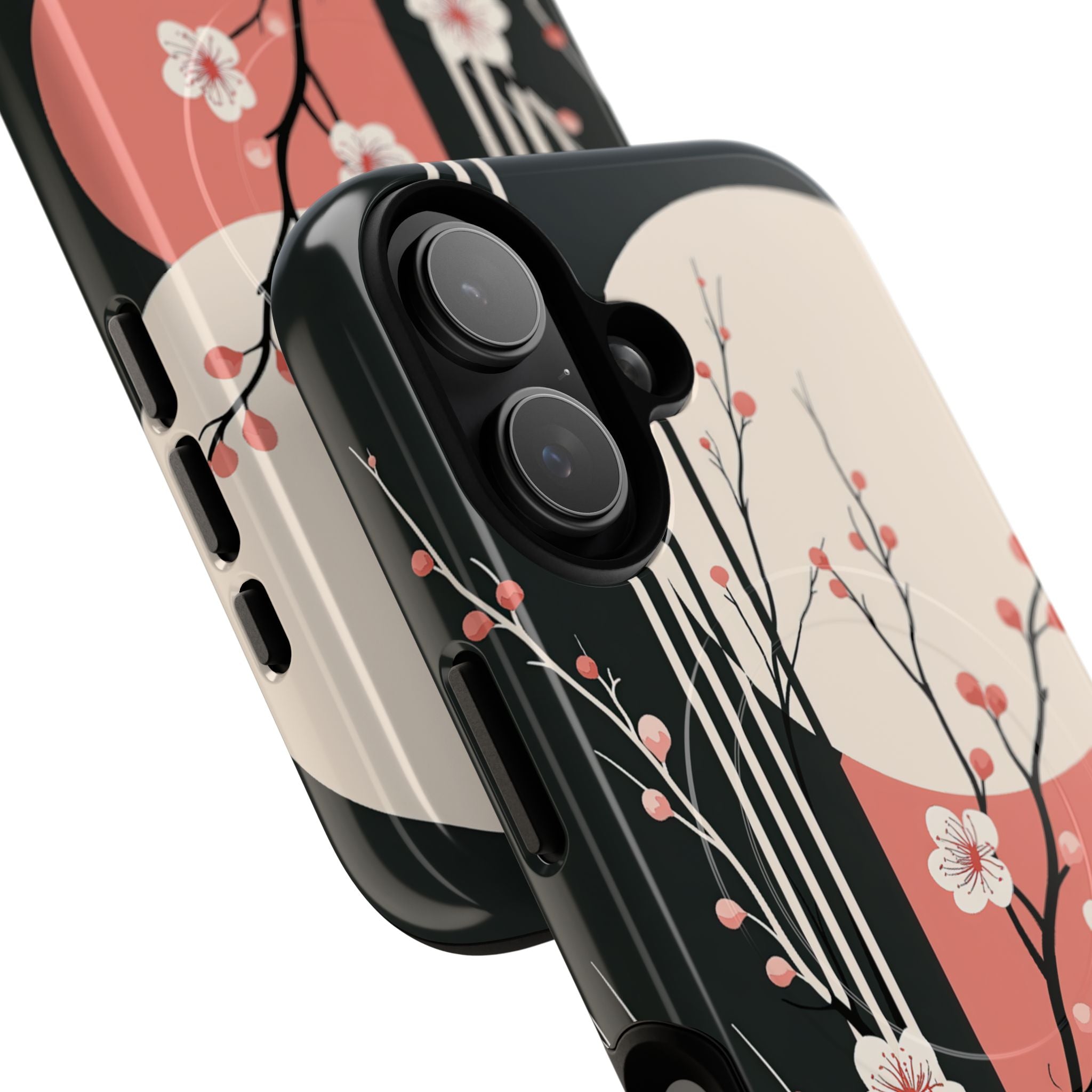 Black Tough 2.0 Magsafe Phone Case for iPhone - Kyoto Midnight Blossom
