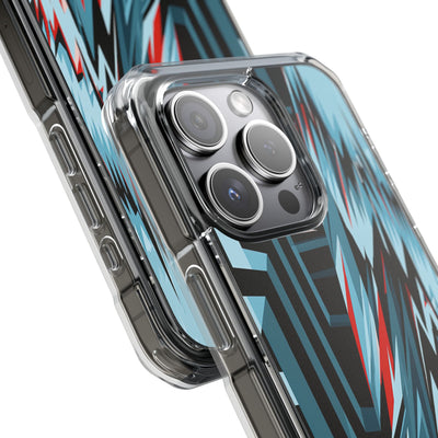 Blue Impact MagSafe Phone Case for iPhone - Glitch Peak Cyan