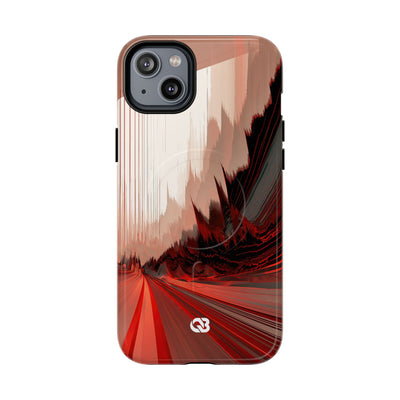 Red Tough 2.0 Magsafe Phone Case for iPhone - Crimson Pulse Horizon