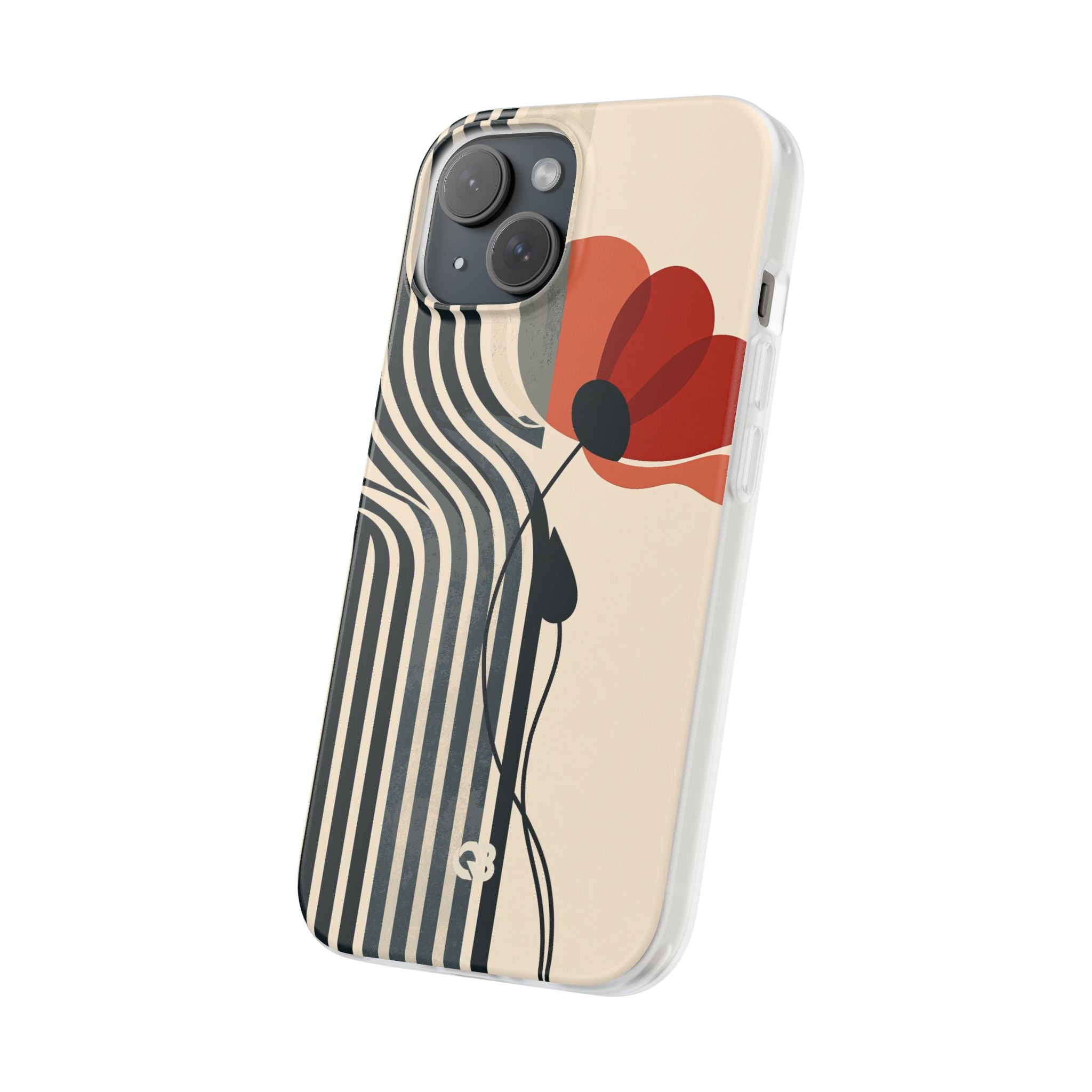 Beige Lite Phone Case for iPhone - Crimson Line Bloom