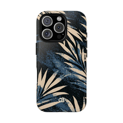 Blue Tough Phone Case for iPhone - Midnight Indigo Palm