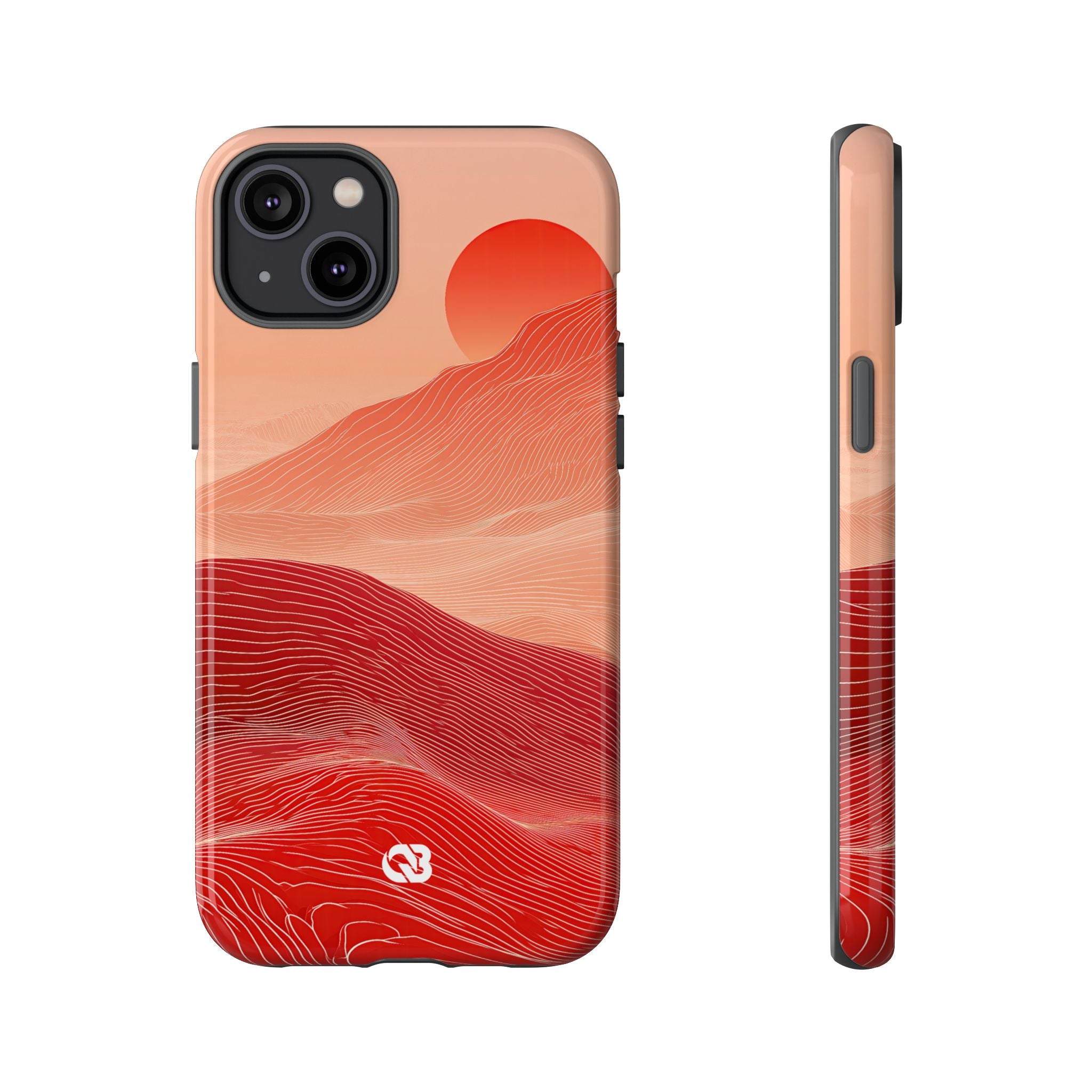 Red Tough Phone Case for iPhone - Crimson Ridge Lines